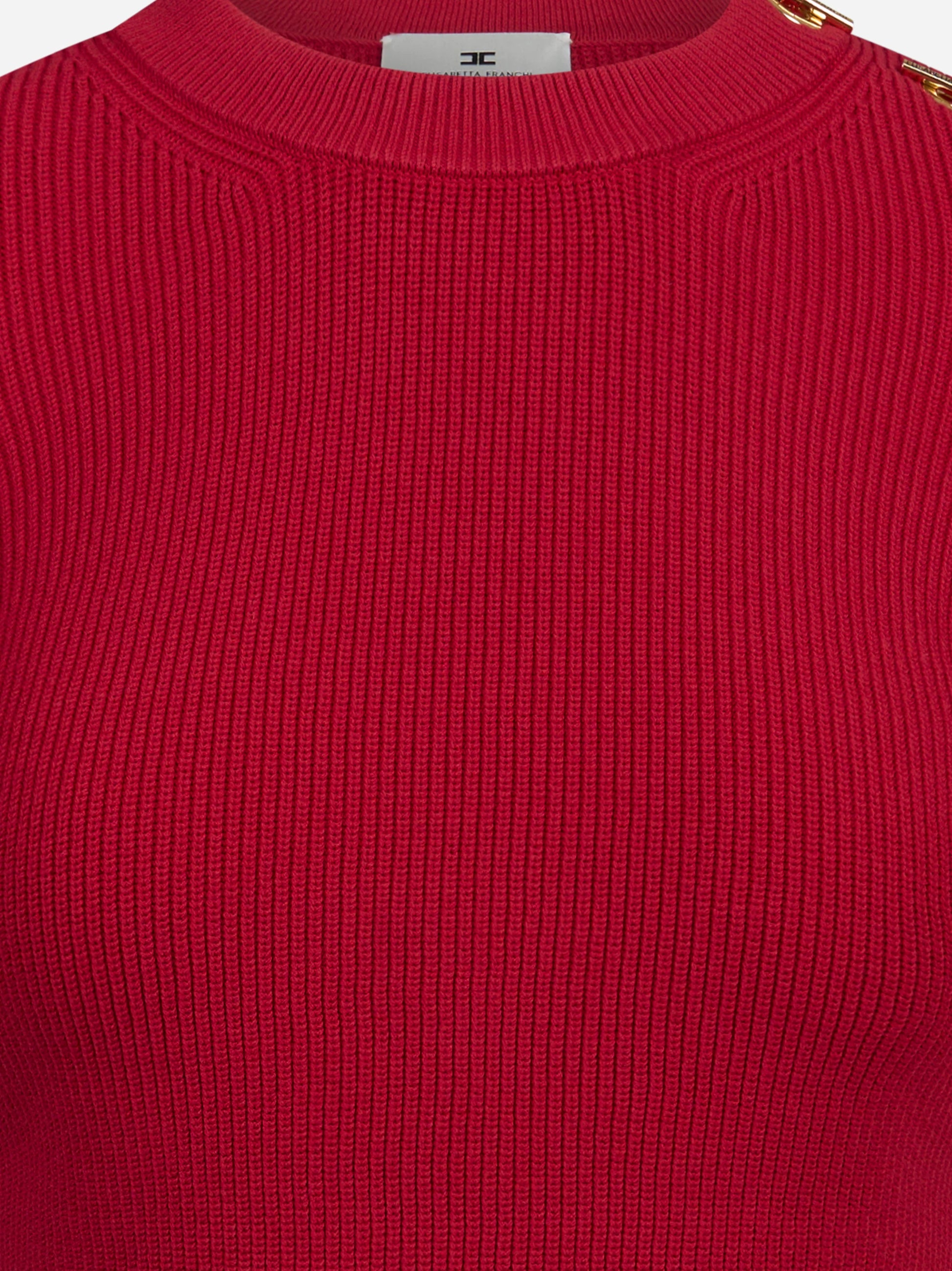Top in maglia con dettagli gioiello rosso