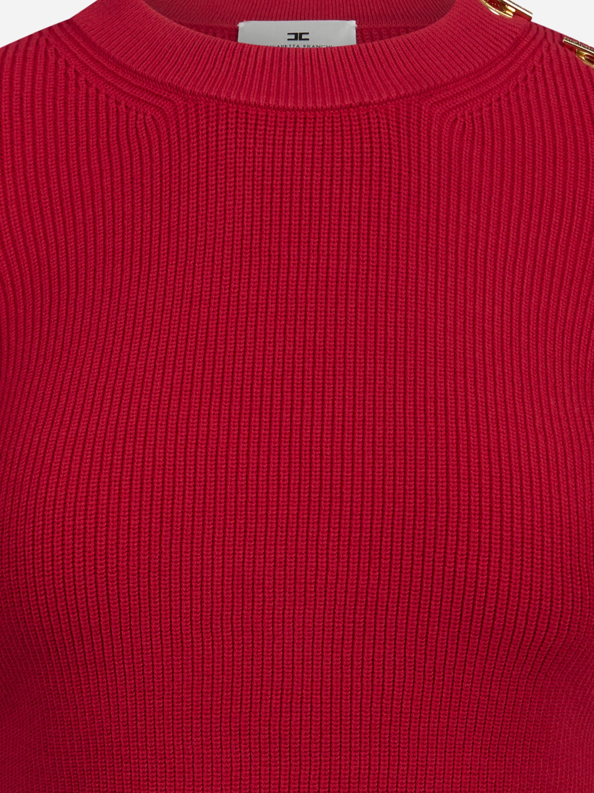 Top in maglia con dettagli gioiello rosso