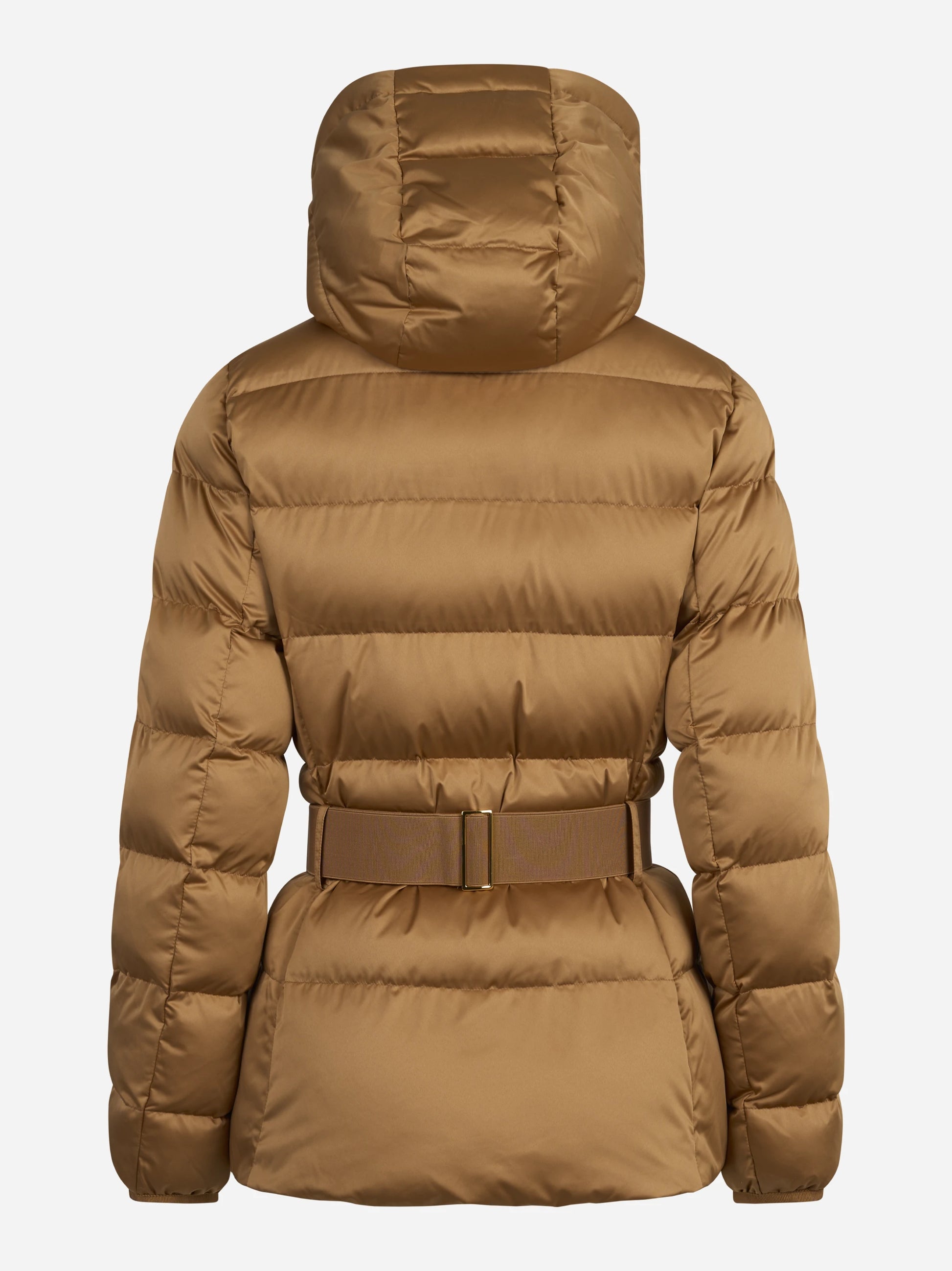Piumino con cappuccio e cintura bronzo - vista posteriore