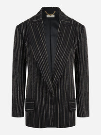 Blazer gessato con strass nero - vista frontale