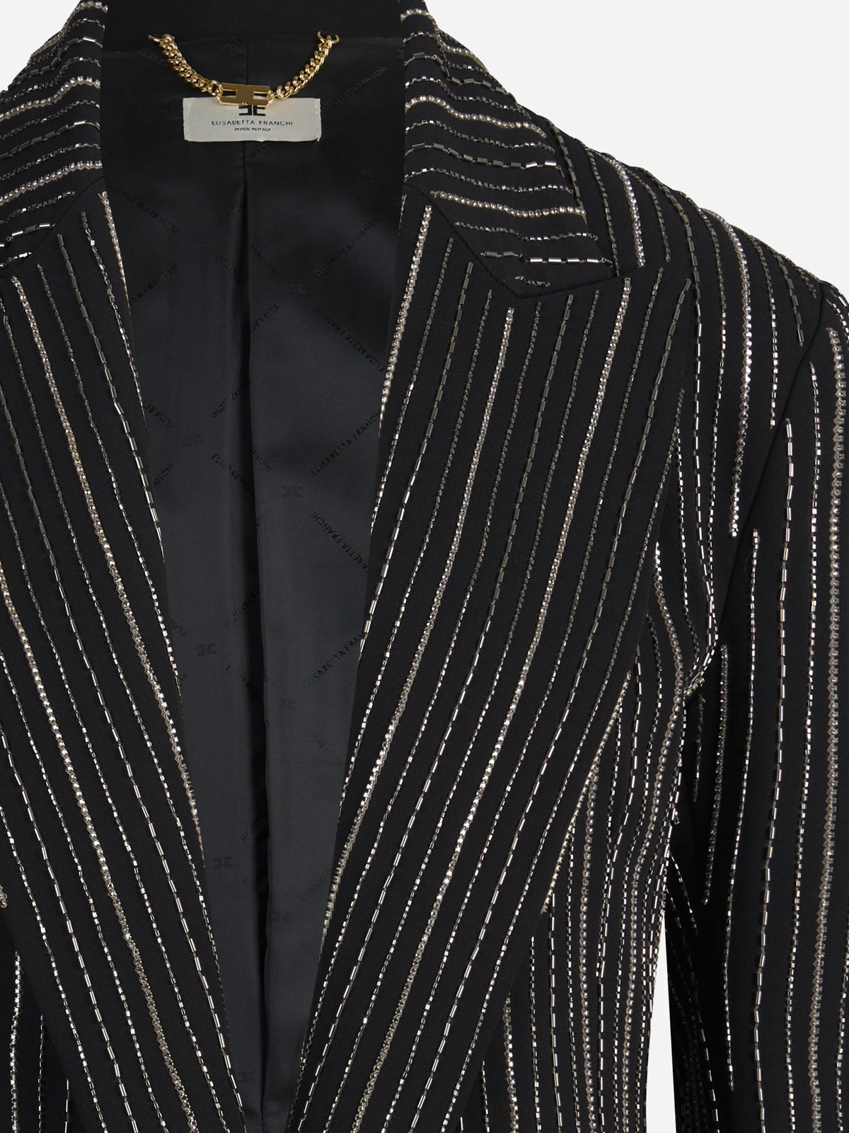 Blazer gessato con strass nero - vista posteriore