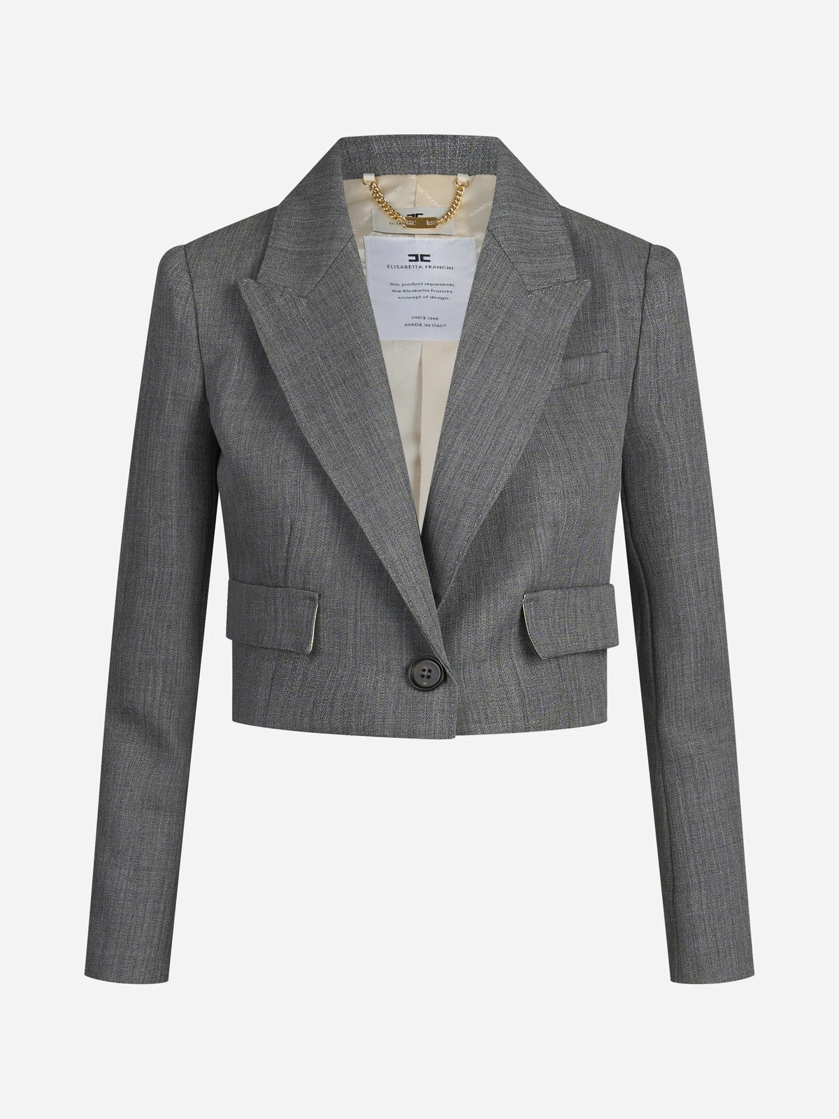 Blazer corto in lana grigio - vista frontale