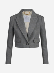 Blazer corto in lana grigio - vista frontale