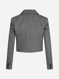 Blazer corto in lana grigio - vista posteriore