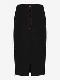 Retro della gonna tubino nera Elisabetta Franchi con zip dorata e spacco centrale