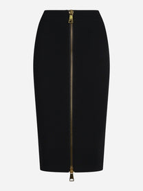 Gonna midi in maglia con zip nera - vista frontale