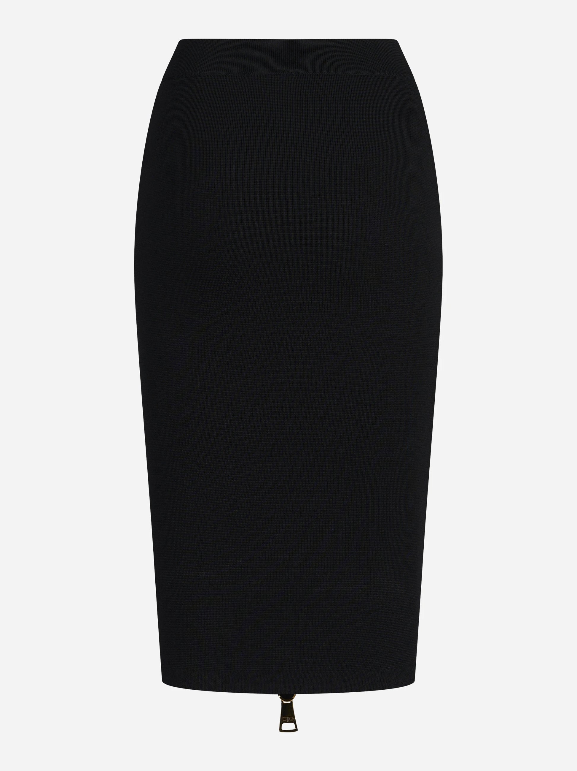 Gonna midi in maglia con zip nera - vista posteriore