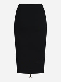 Gonna midi in maglia con zip nera - vista posteriore
