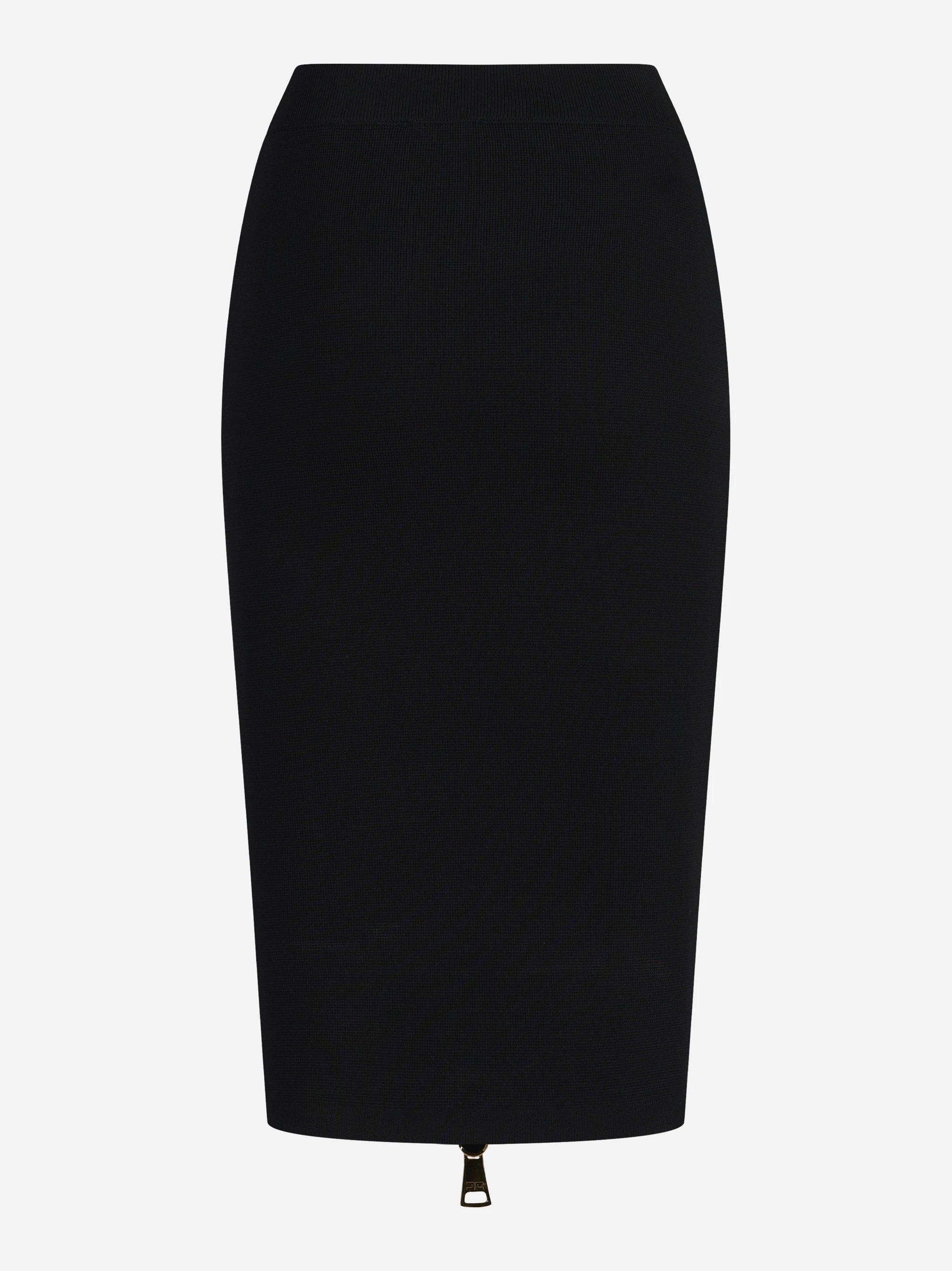 Gonna midi in maglia con zip nera - vista posteriore