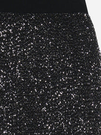 Gonna corta in maglia con paillettes nera - dettaglio prodotto