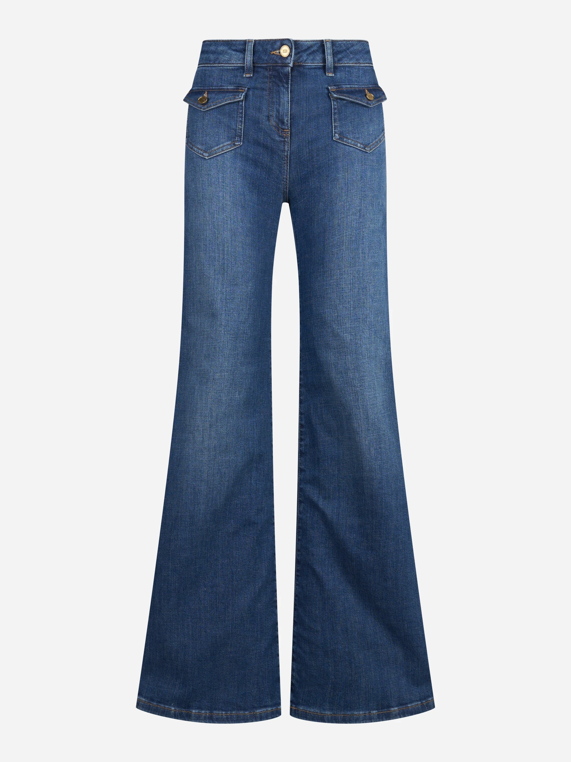 Jeans a zampa con taschini blu vintage - vista frontale