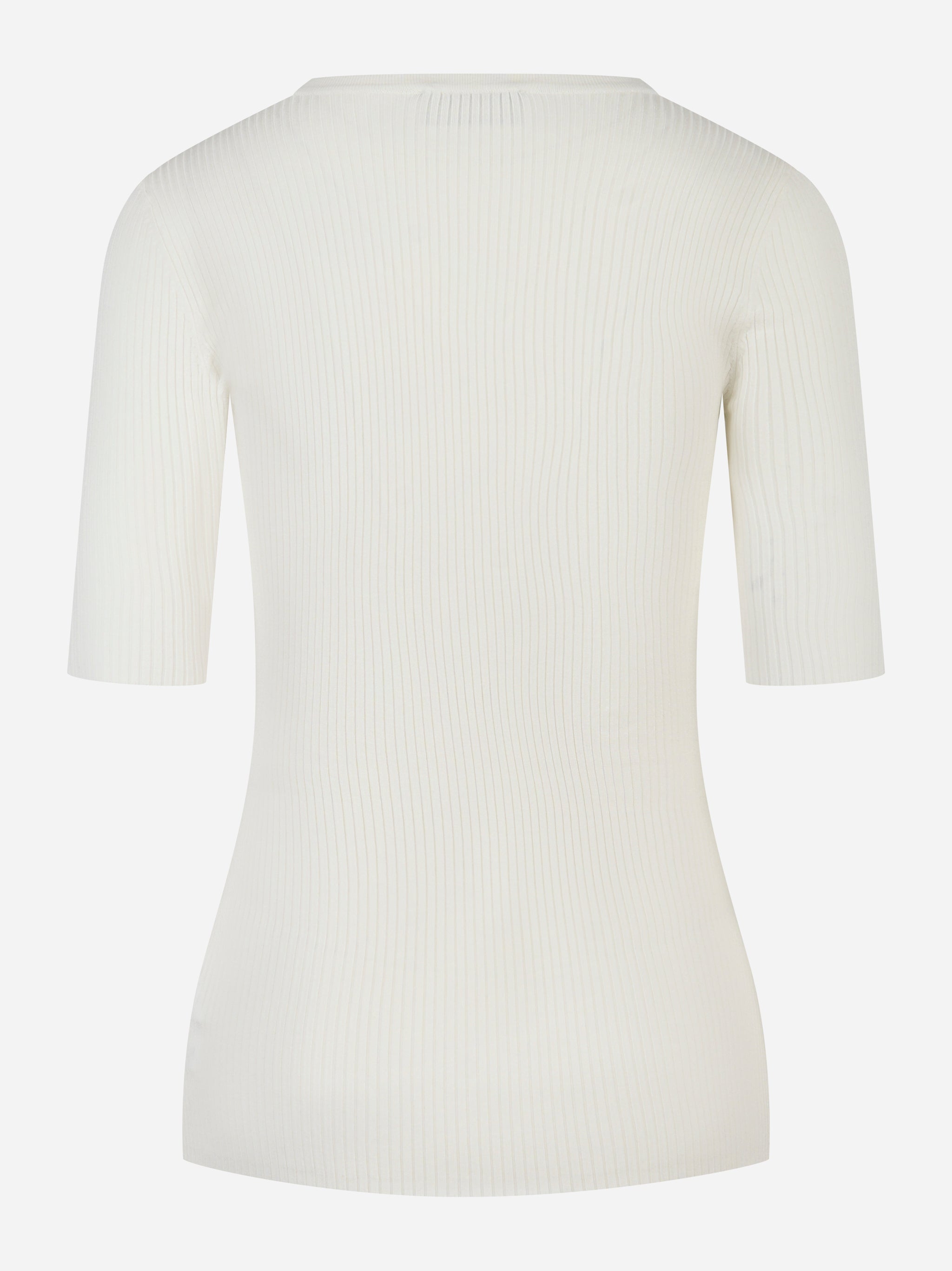 Maglia panna a costine Elisabetta Franchi con taschino e dettaglio oro - retro