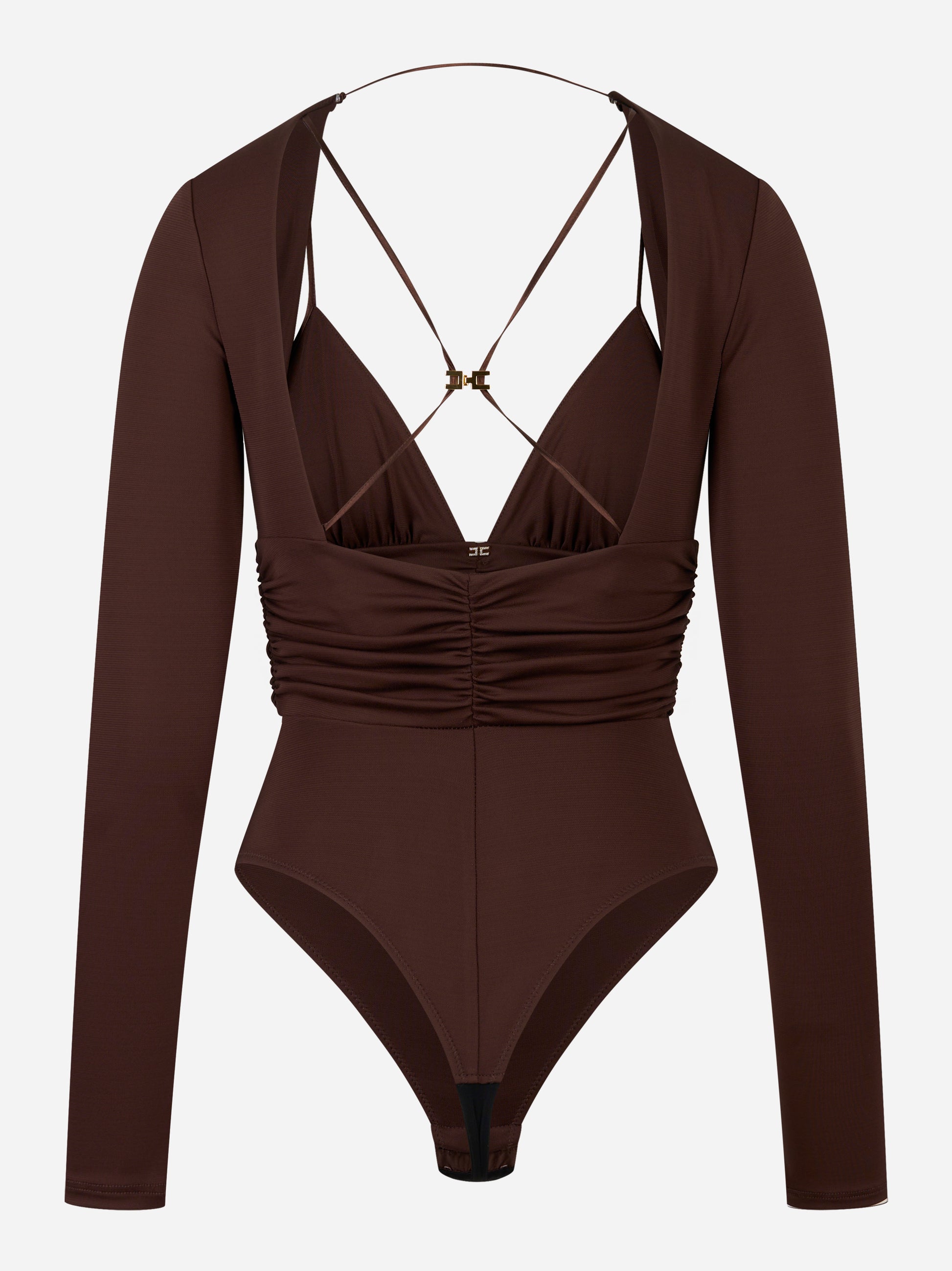 Retro maglia a costine marrone Elisabetta Franchi con finitura liscia
