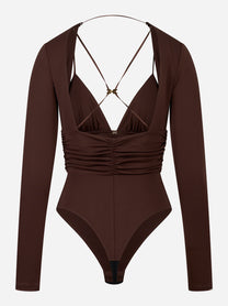 Retro maglia a costine marrone Elisabetta Franchi con finitura liscia