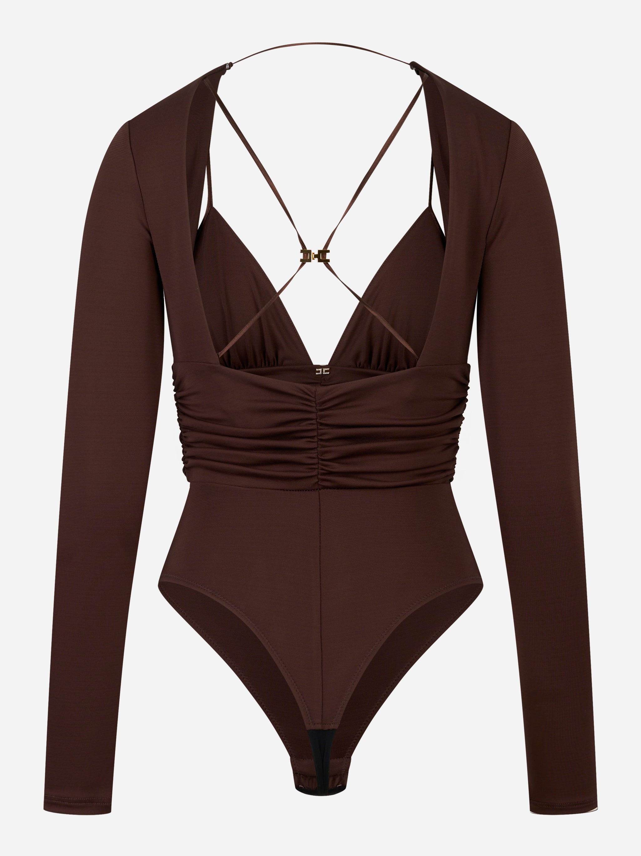 Retro maglia a costine marrone Elisabetta Franchi con finitura liscia