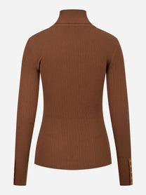 Retro della maglia a costine marrone Elisabetta Franchi a maniche lunghe