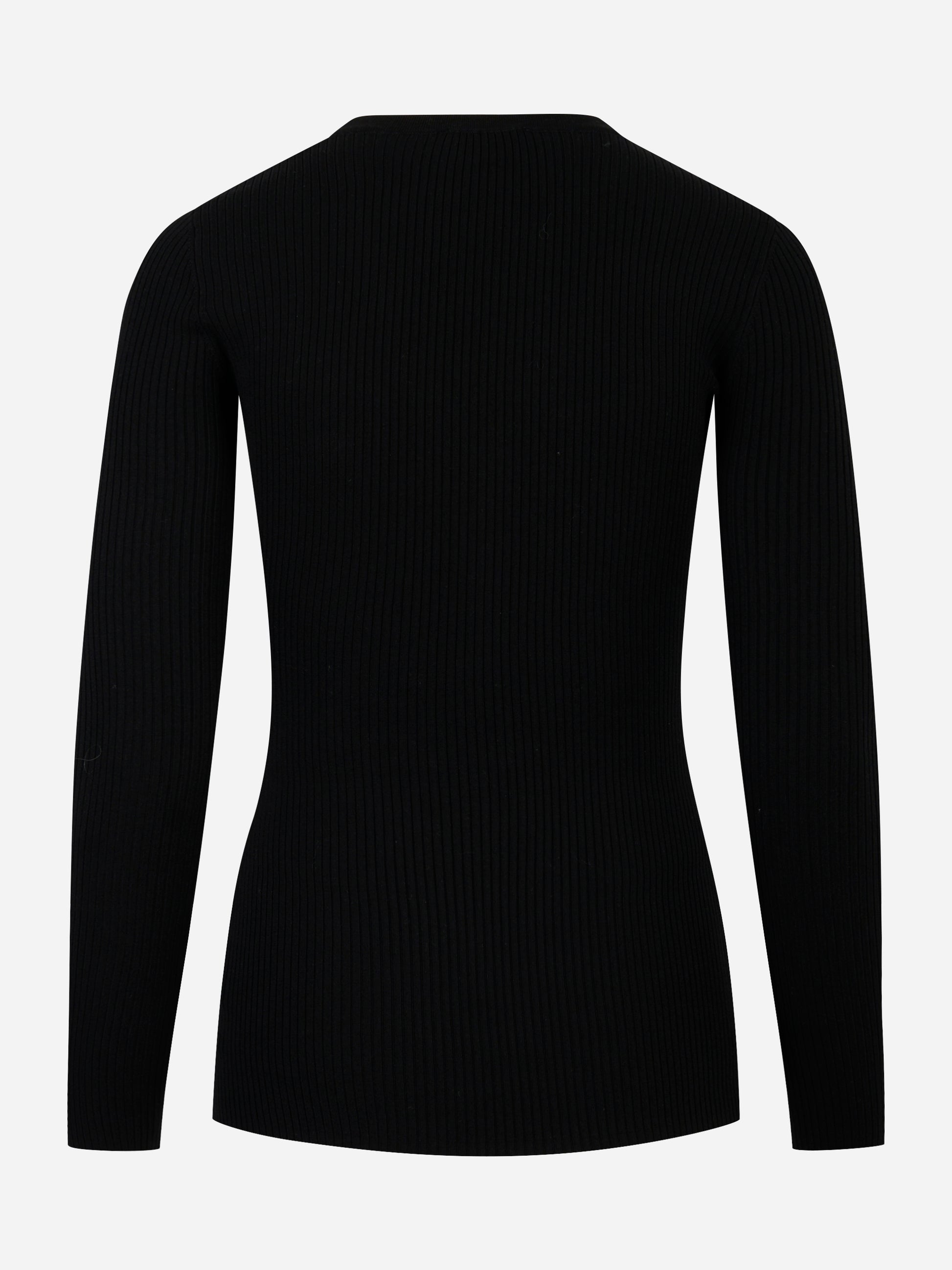 Maglia a costine nera Elisabetta Franchi con maniche lunghe vista posteriore