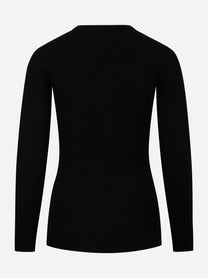 Maglia a costine nera Elisabetta Franchi con maniche lunghe vista posteriore