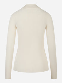 Maglia avorio a costine Elisabetta Franchi con maniche lunghe e linea slim, vista posteriore