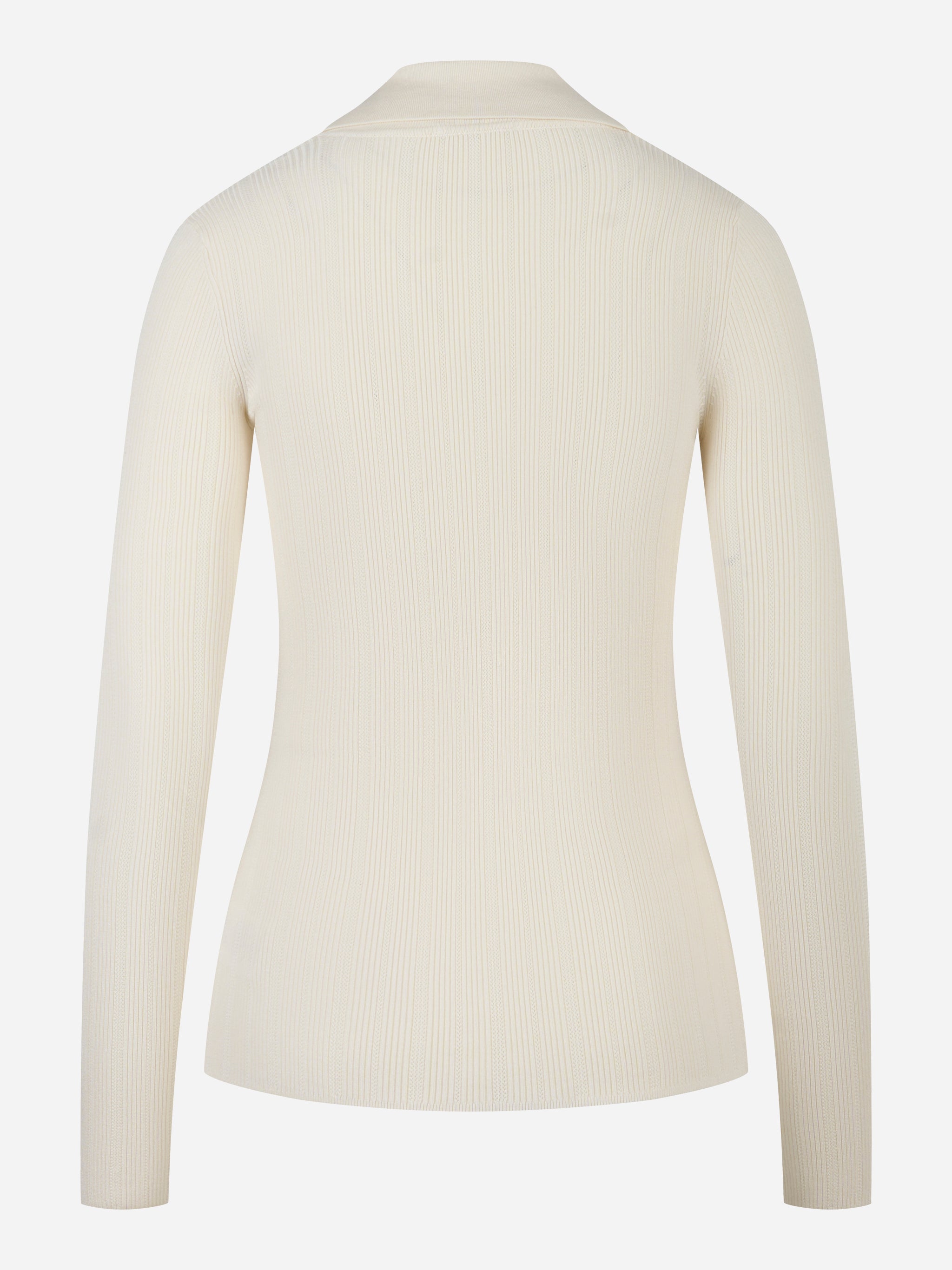Maglia avorio a costine Elisabetta Franchi con maniche lunghe e linea slim, vista posteriore