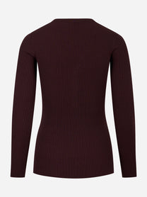 Retro maglia vinaccia a costine Elisabetta Franchi con maniche lunghe