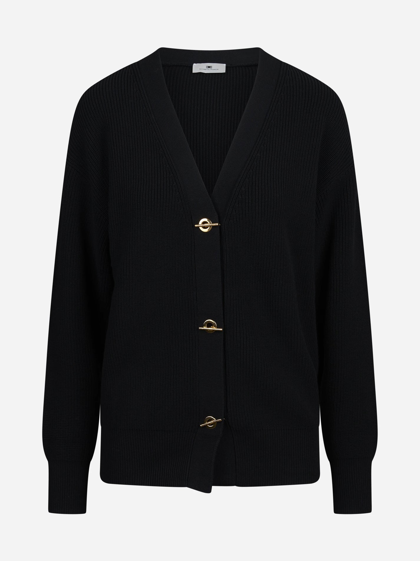 Cardigan in viscosa con bottoni gioiello nero - vista frontale