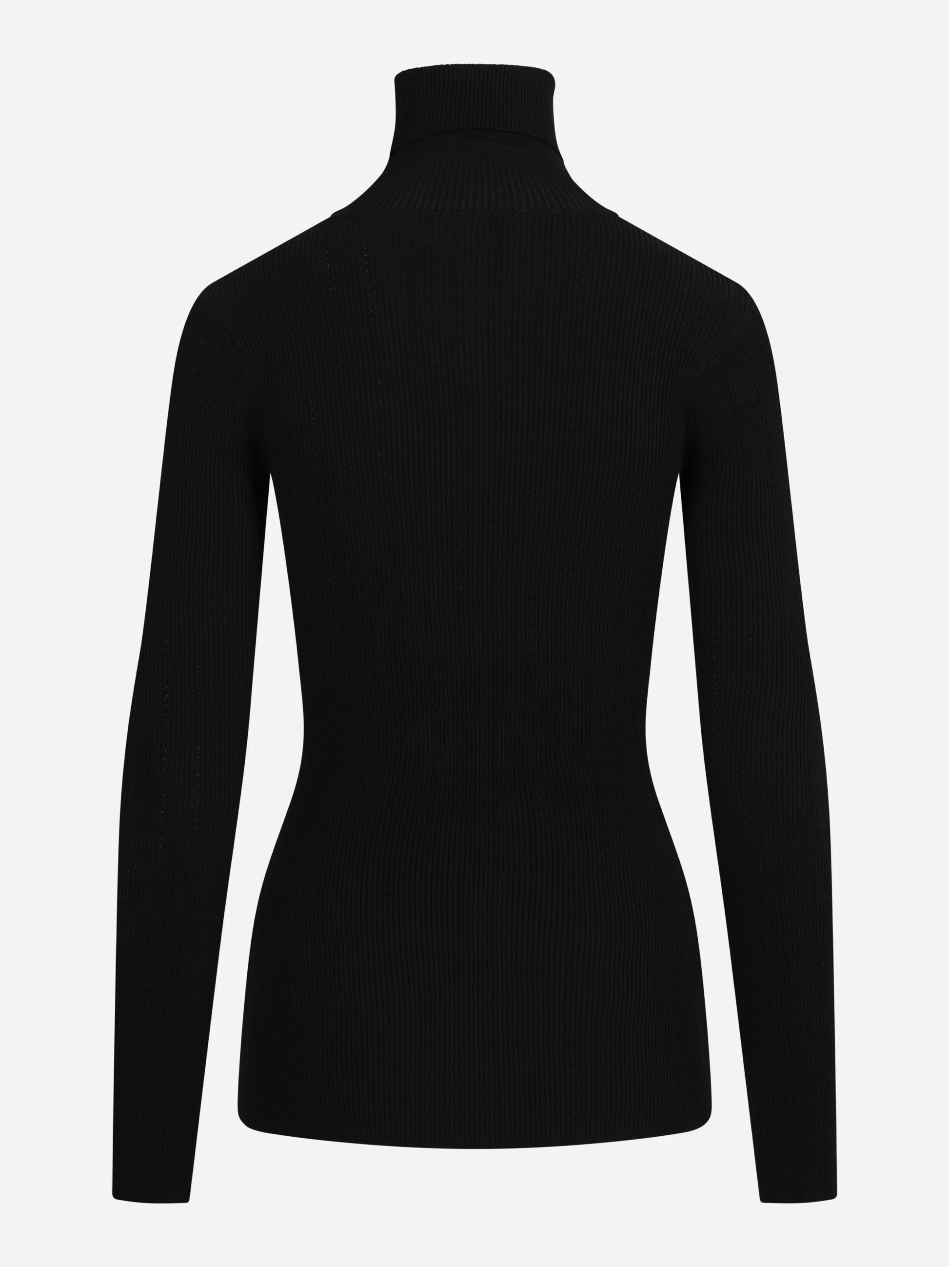 Dolcevita in maglia con ricami à jour nero - vista posteriore
