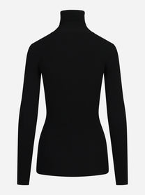 Dolcevita in maglia con ricami à jour nero - vista posteriore