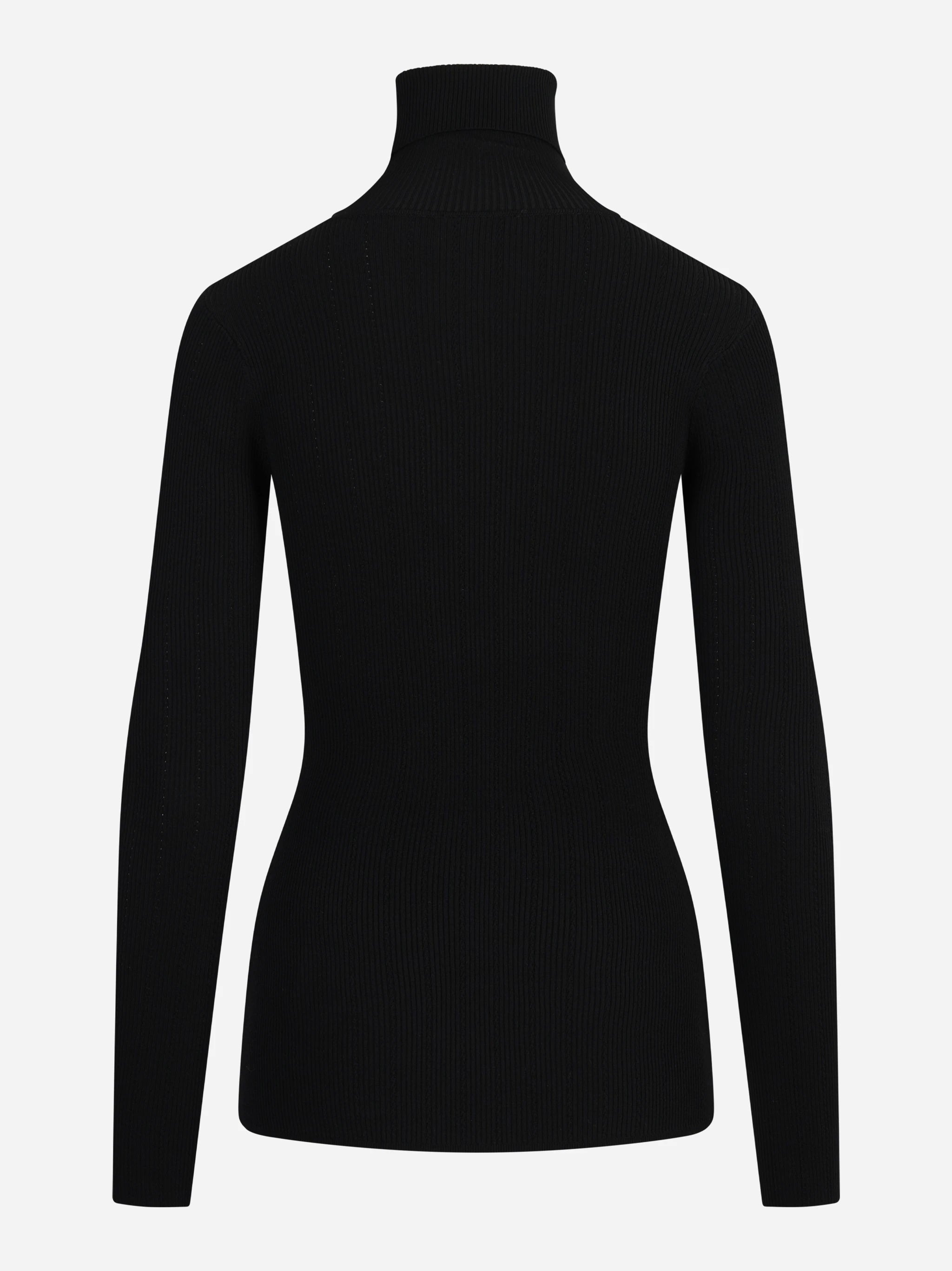 Dolcevita in maglia con ricami à jour nero - vista posteriore