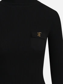 Dolcevita in maglia con ricami à jour nero - dettaglio prodotto
