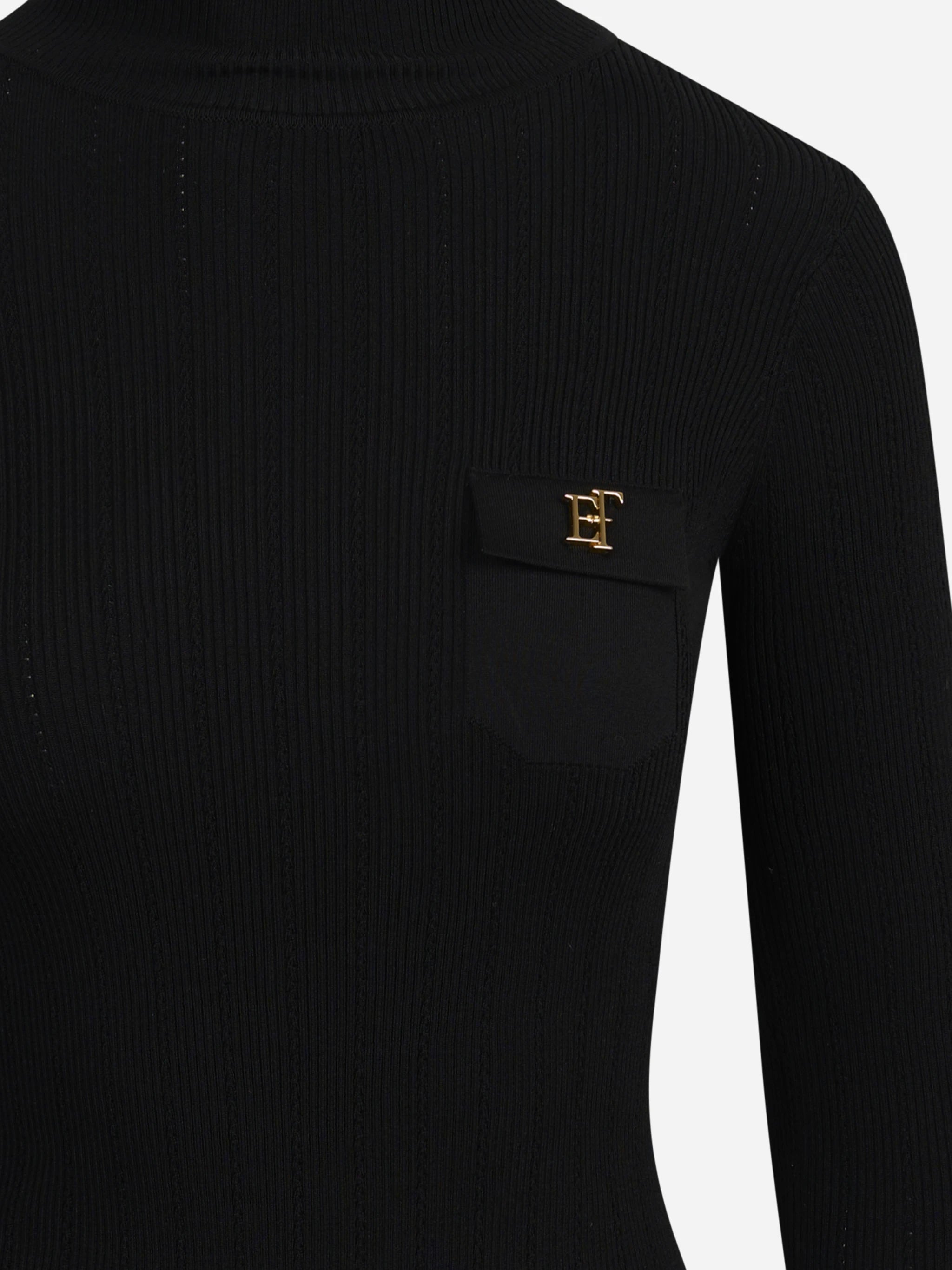 Dolcevita in maglia con ricami à jour nero - dettaglio prodotto