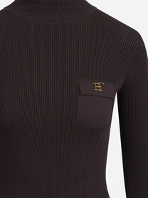 Dolcevita in maglia con ricami à jour marrone - dettaglio prodotto