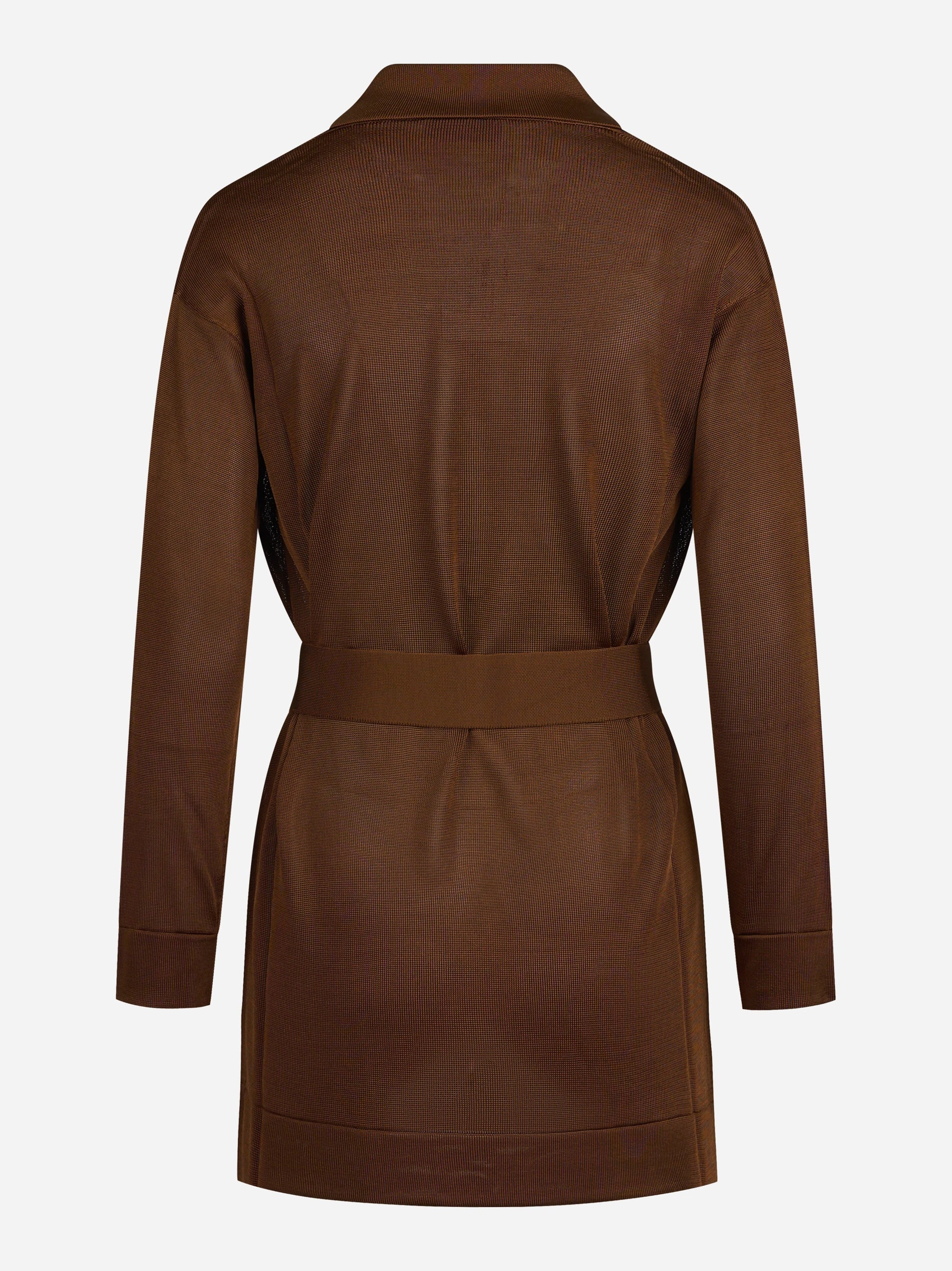 Cardigan in viscosa con cintura marrone - vista posteriore