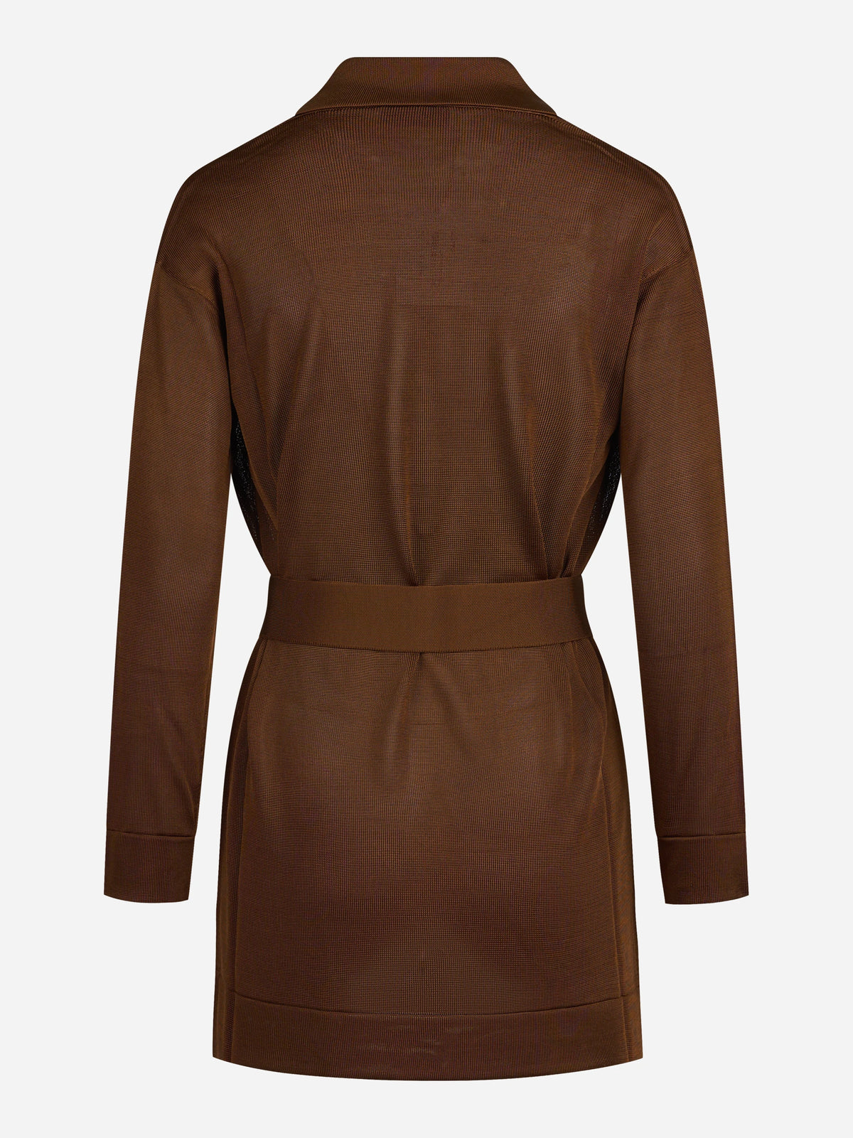 Cardigan in viscosa con cintura marrone - vista posteriore