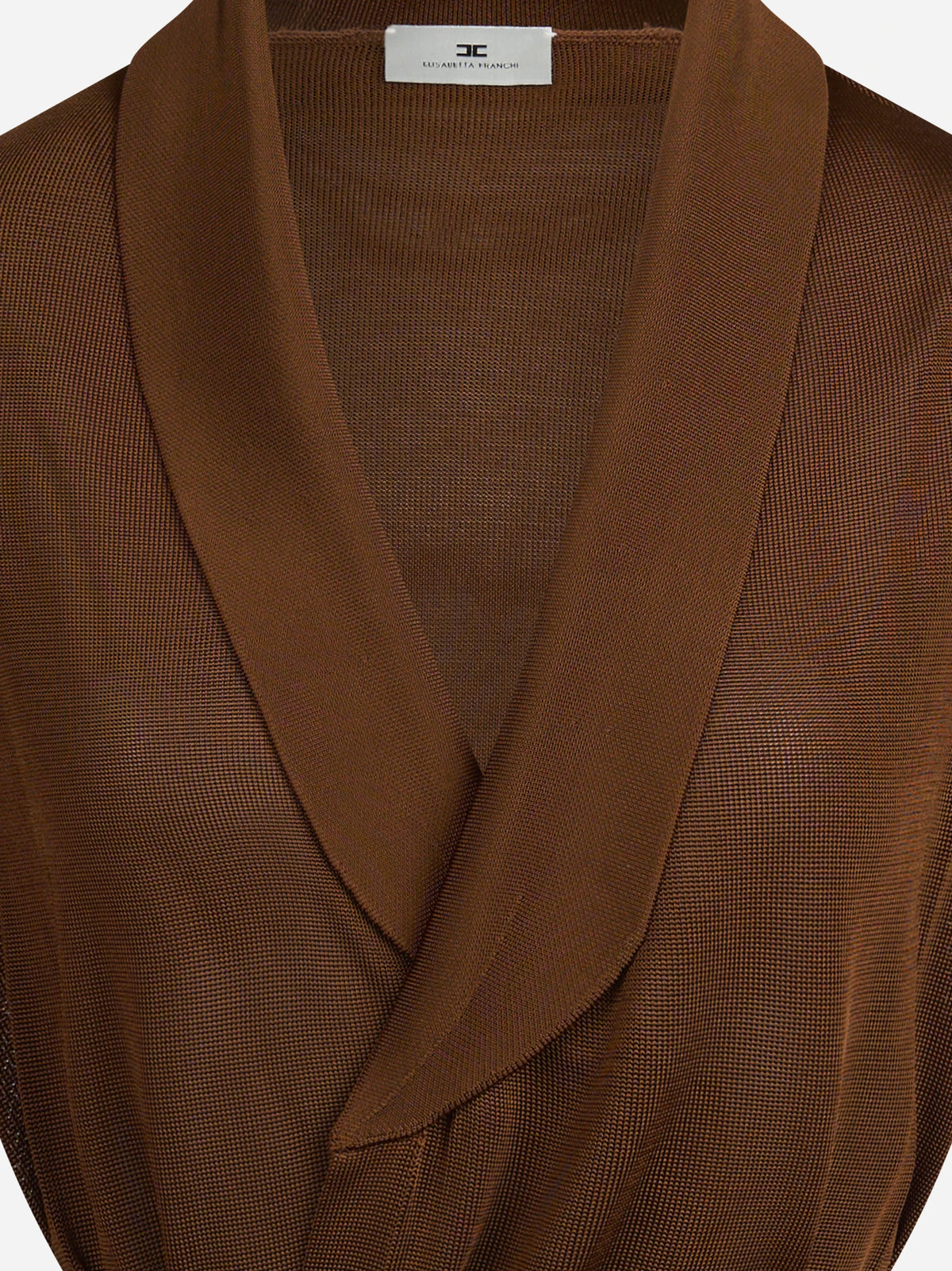 Cardigan in viscosa con cintura marrone - dettaglio del prodotto