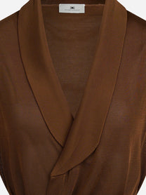 Cardigan in viscosa con cintura marrone - dettaglio del prodotto
