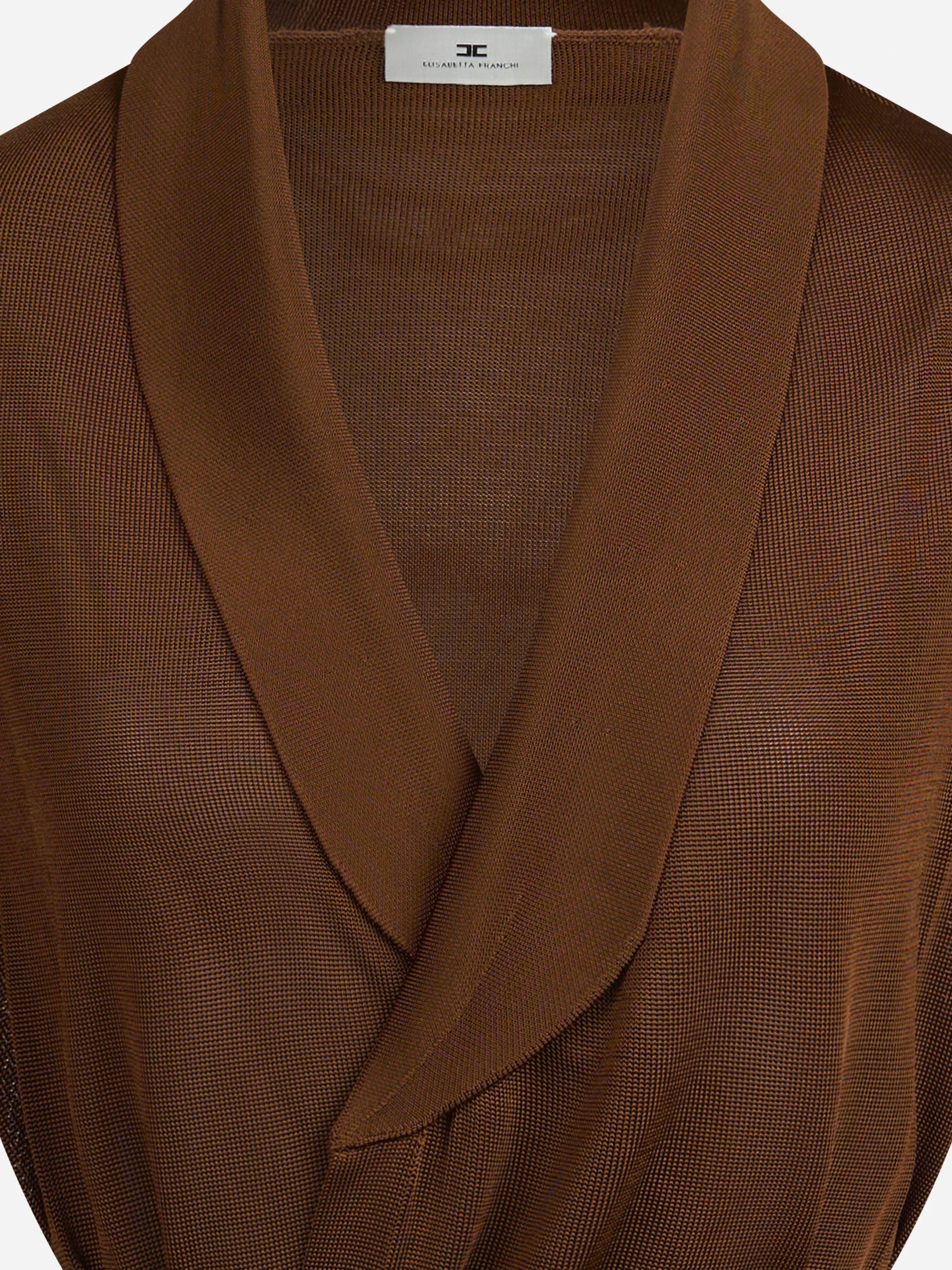 Cardigan in viscosa con cintura marrone - dettaglio del prodotto