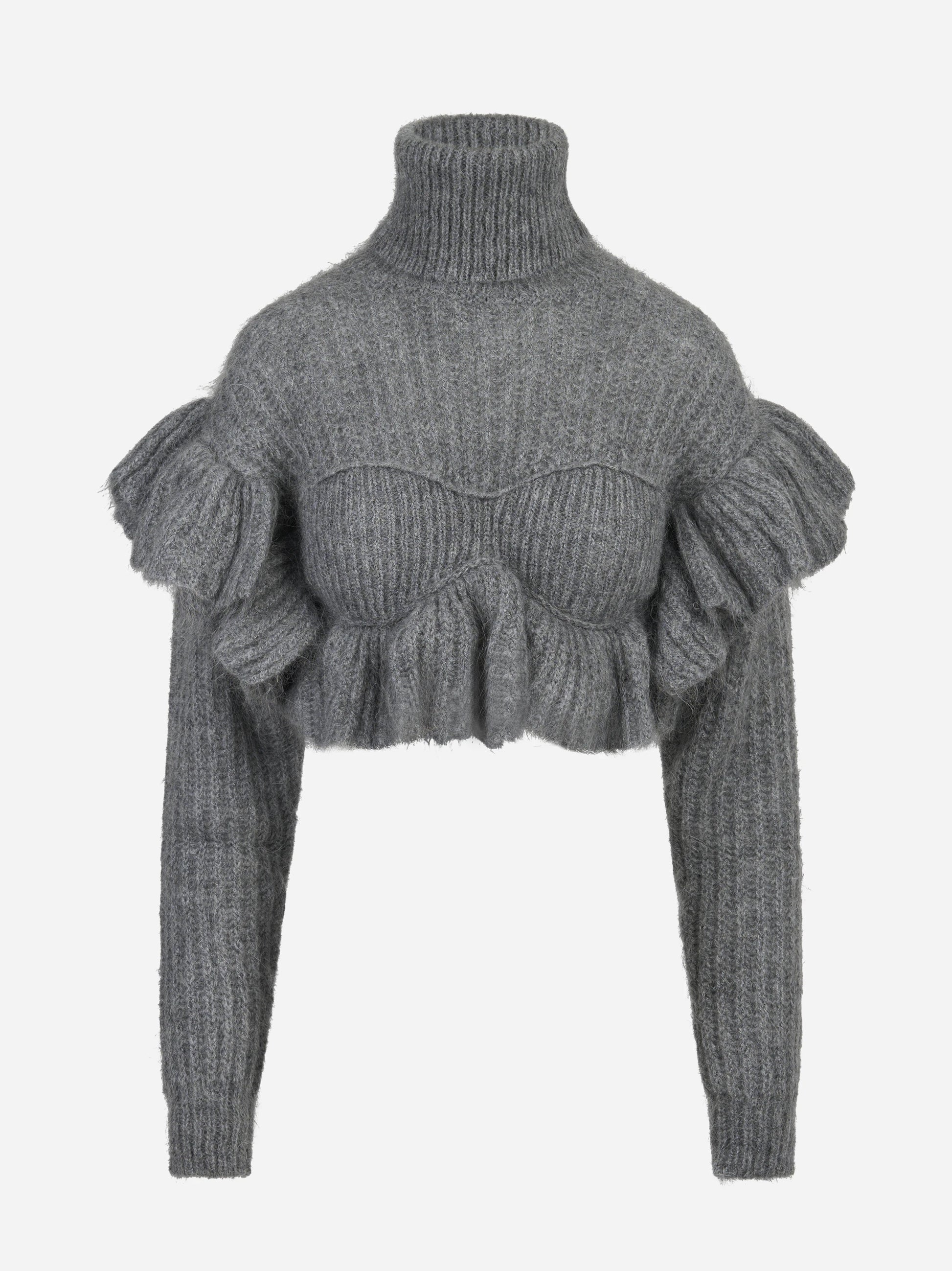 Pullover in mohair con volant - vista frontale