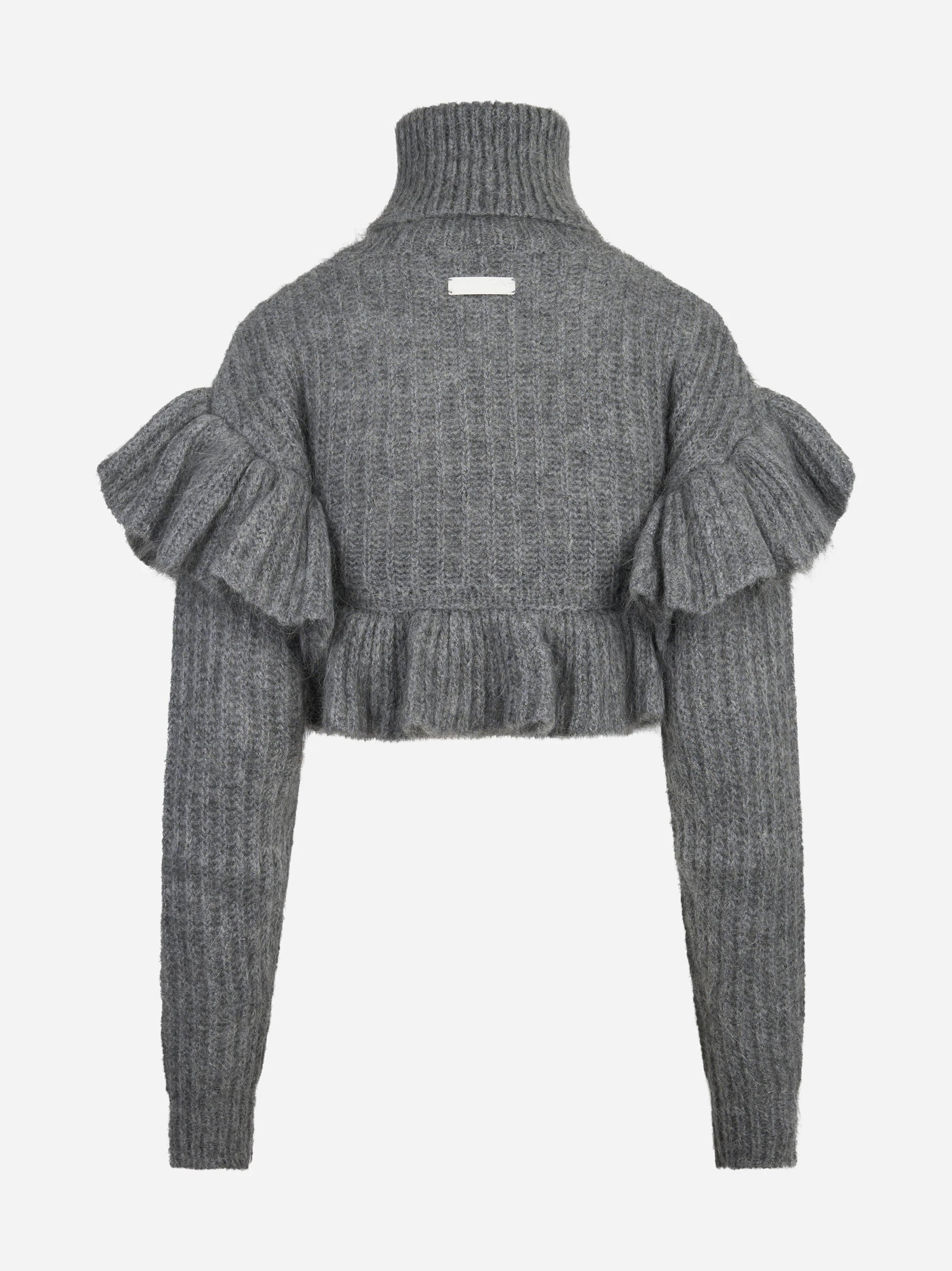 Pullover in mohair con volant - vista posteriore