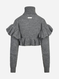 Pullover in mohair con volant - vista posteriore