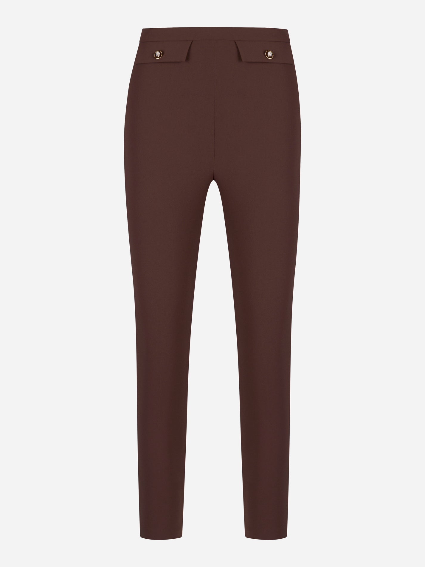 Pantaloni in doppio crepe color cioccolato Elisabetta Franchi vista frontale