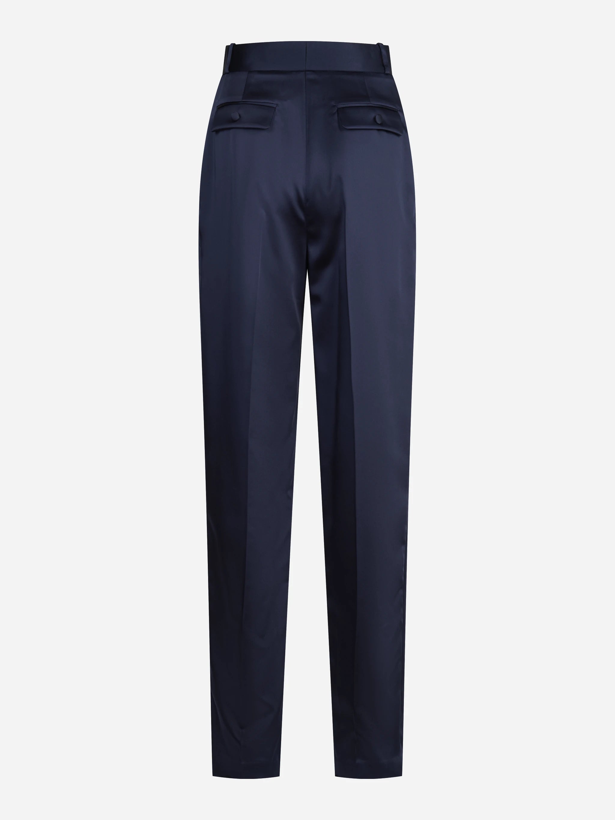 Pantaloni in raso stretch blu notte - vista posteriore
