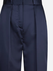 Pantaloni in raso stretch blu notte - dettaglio prodotto