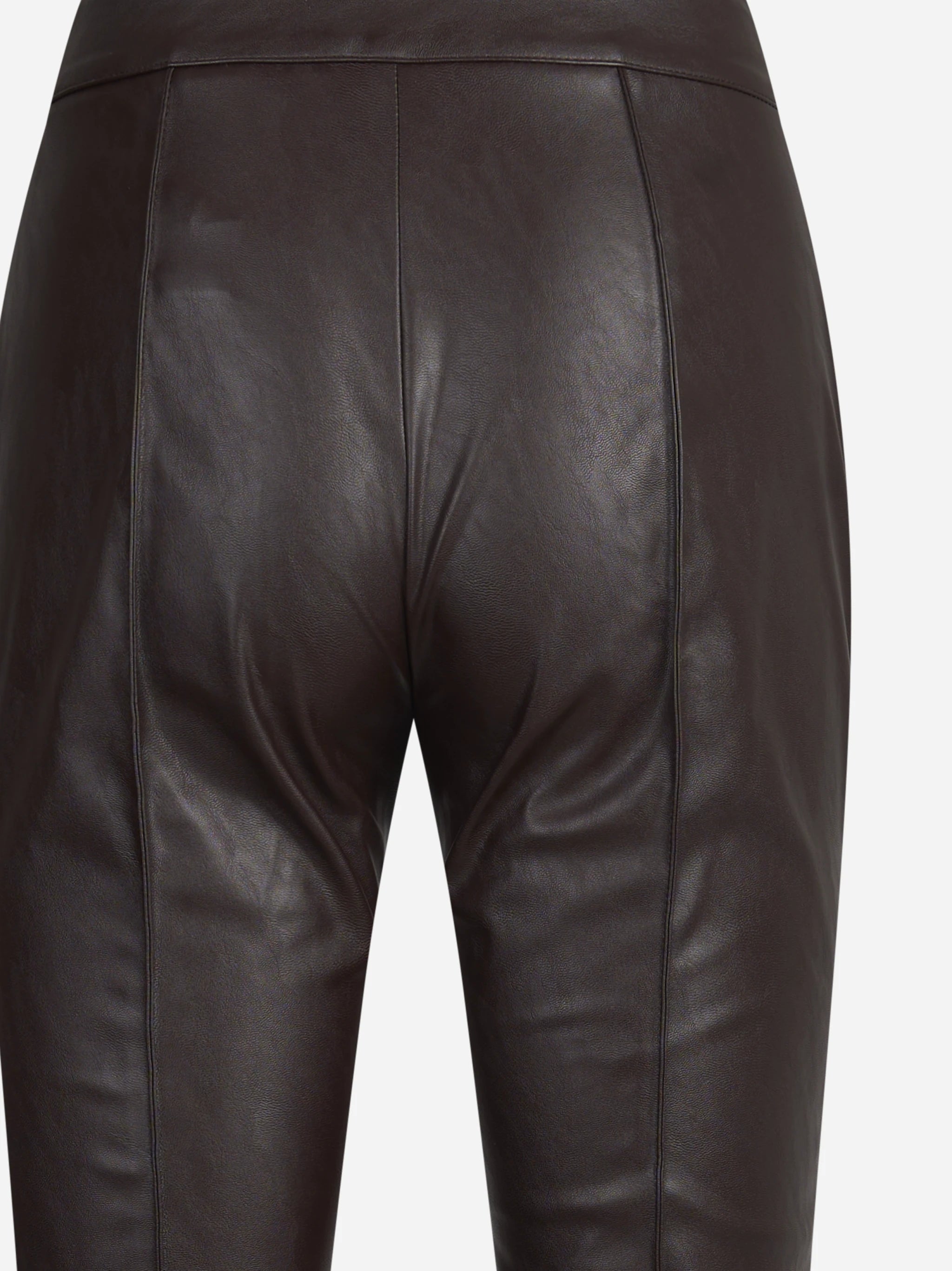 Pantaloni a zampa in similpelle marroni - dettaglio del prodotto