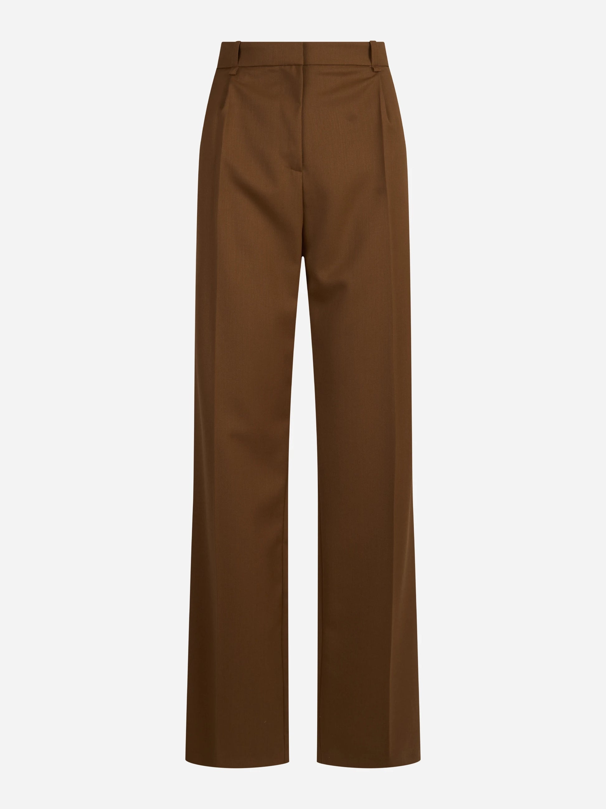 Pantaloni sartoriali in gabardina color sigaro - vista frontale