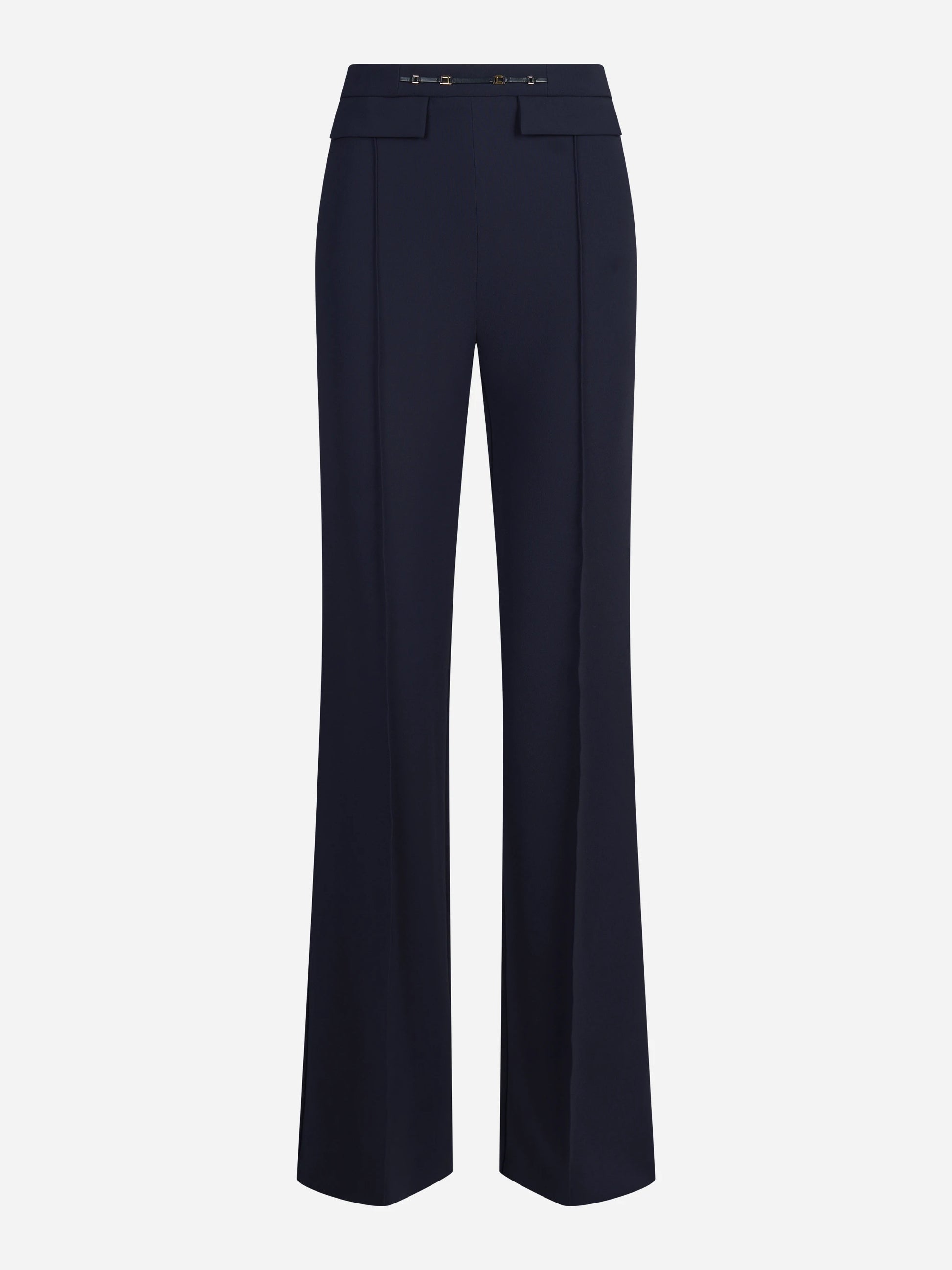 Pantaloni palazzo in doppio crêpe blu notte - vista frontale