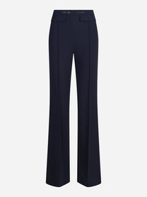 Pantaloni palazzo in doppio crêpe blu notte - vista frontale