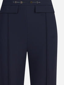 Pantaloni palazzo in doppio crêpe blu notte - dettaglio prodotto