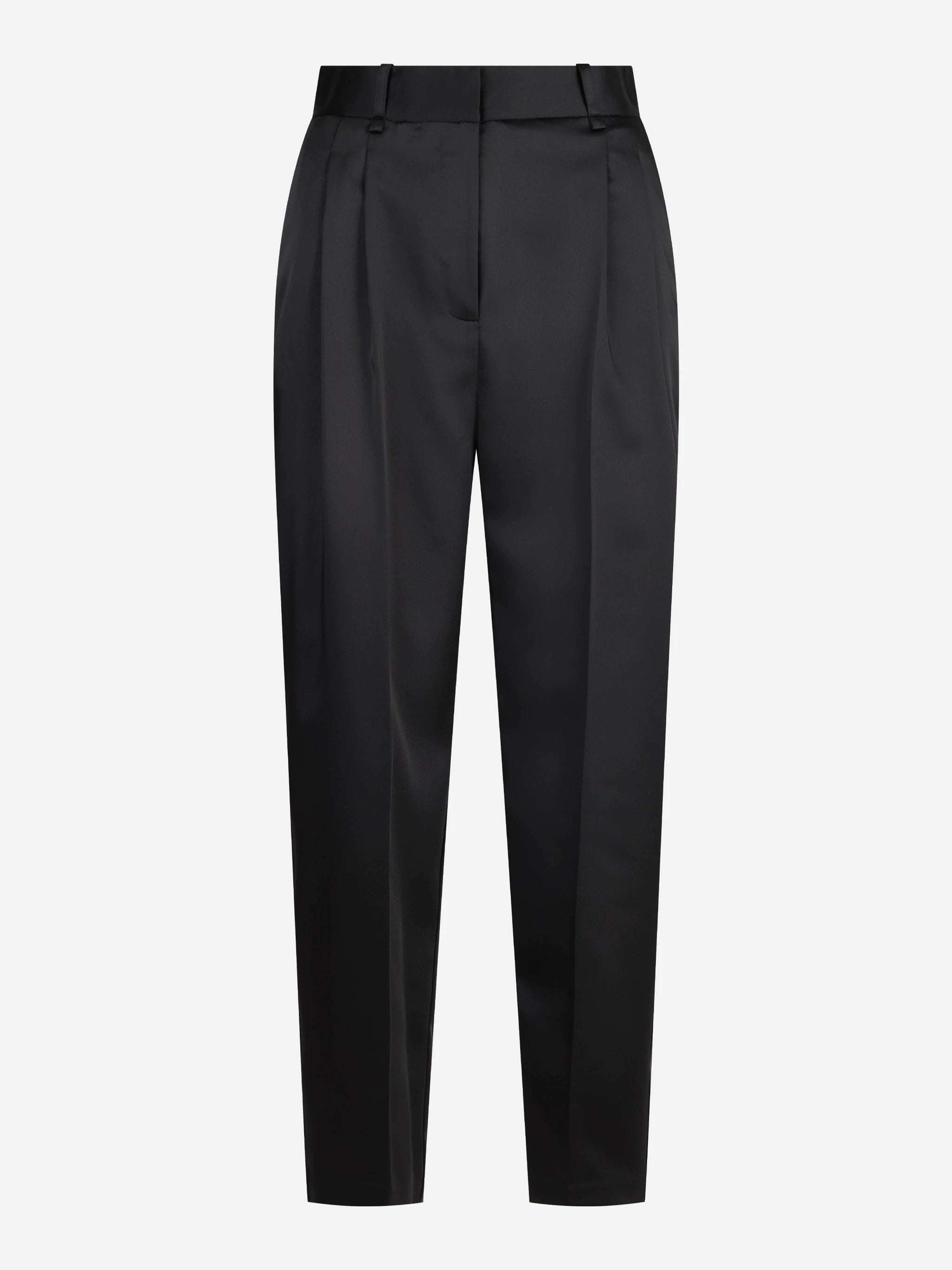 Pantaloni in raso stretch neri - vista frontale