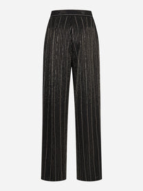 Pantalone cropped gessato con strass nero - dettaglio del prodotto